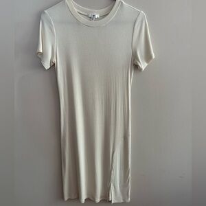BP Cream Short Sleeve Ribbed Tee Dress